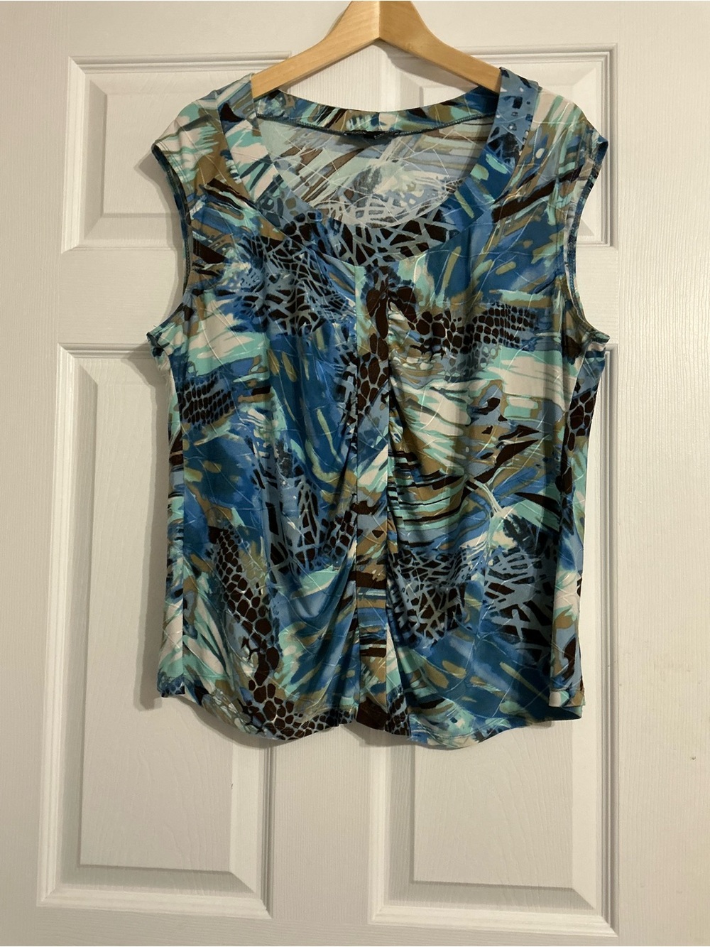 Sleeveless Teal Multi-Print Plus Sized Top